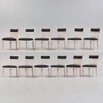 Twelve late Gustavian circa 1800 chairs.