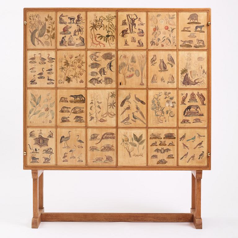 Josef Frank, a rare cabinet covered with prints depicting different animals and plants, Firma Svenskt Tenn, Sweden 1940s.