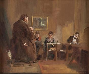 Franz Skarbina, watercolour and gouache, signed F. Skarbina.