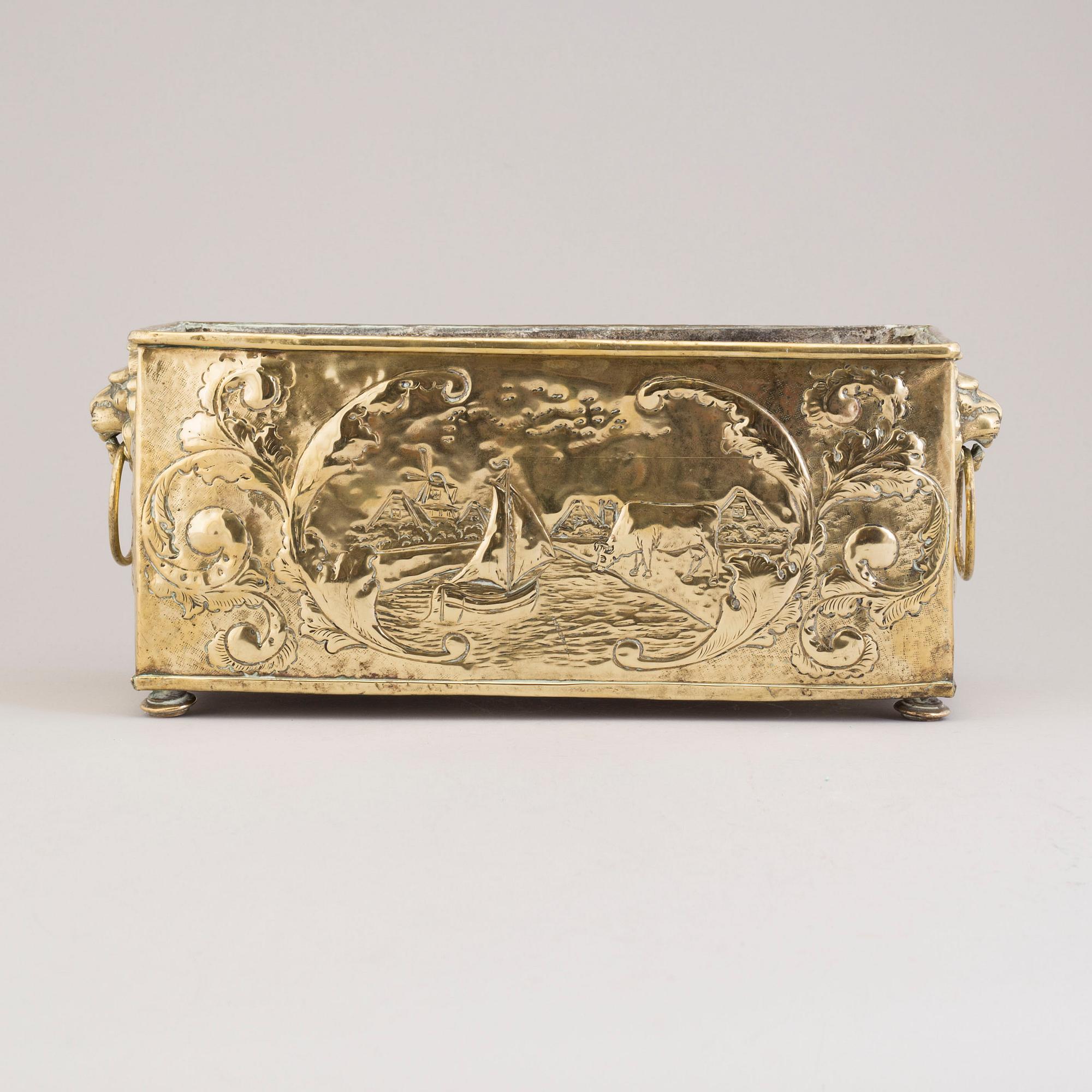 A 18th century brass jardiniere.