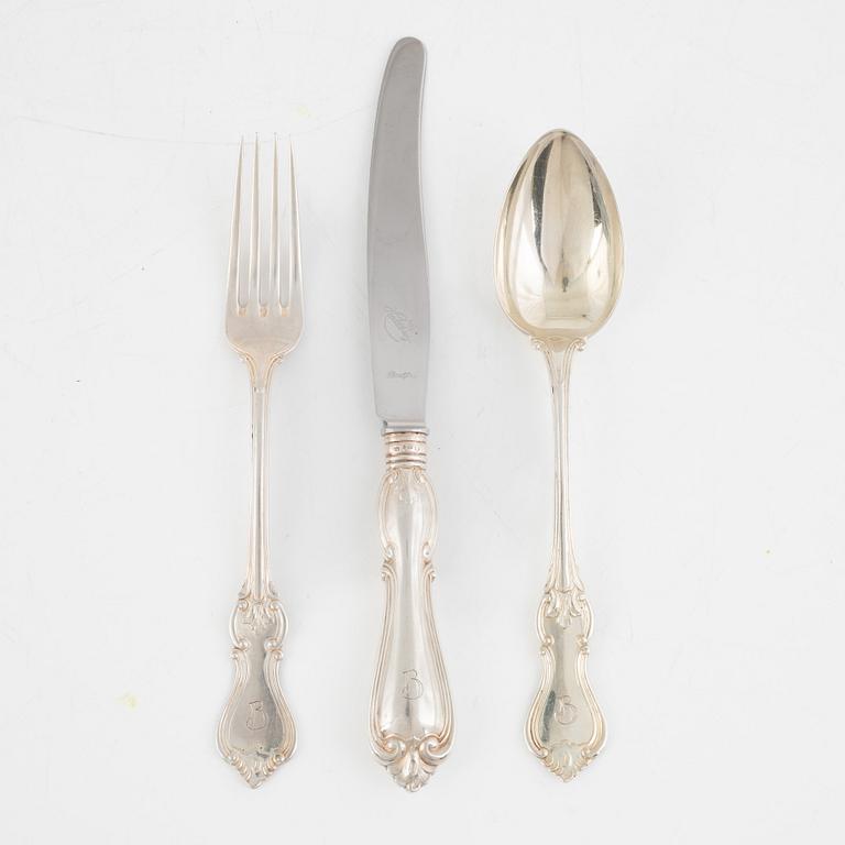 CG Hallberg, cutlery set, silver, 40 pieces, model "Olga", Stockholm, 1931-1941.