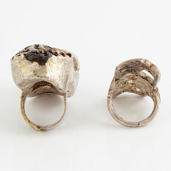 Lars Arby, six rings, silver, Gothenburg approx. 1966 and 1976.