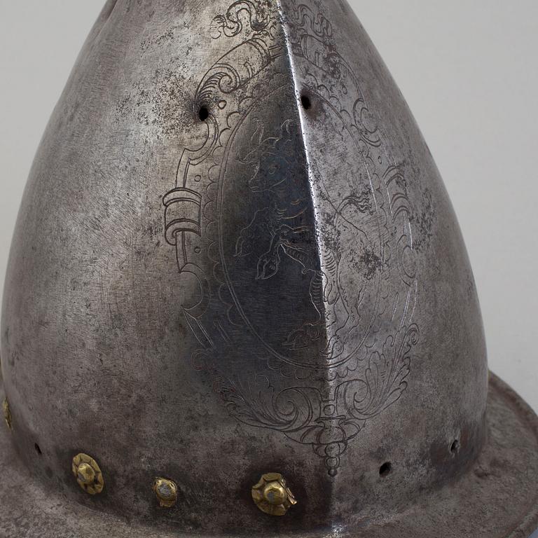 A 16th century cabasset helmet.