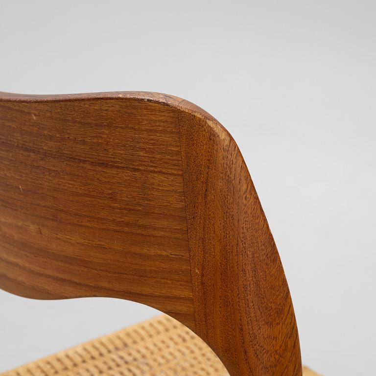 Niels Otto Møller, stolar, 6 st, modell 71, J.L. Møllers Møbelfabrik, Danmark, 1950/60-tal.