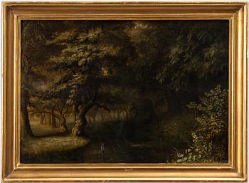Balthasar Anton Dunker, attributed to, Forest landscape with heron.