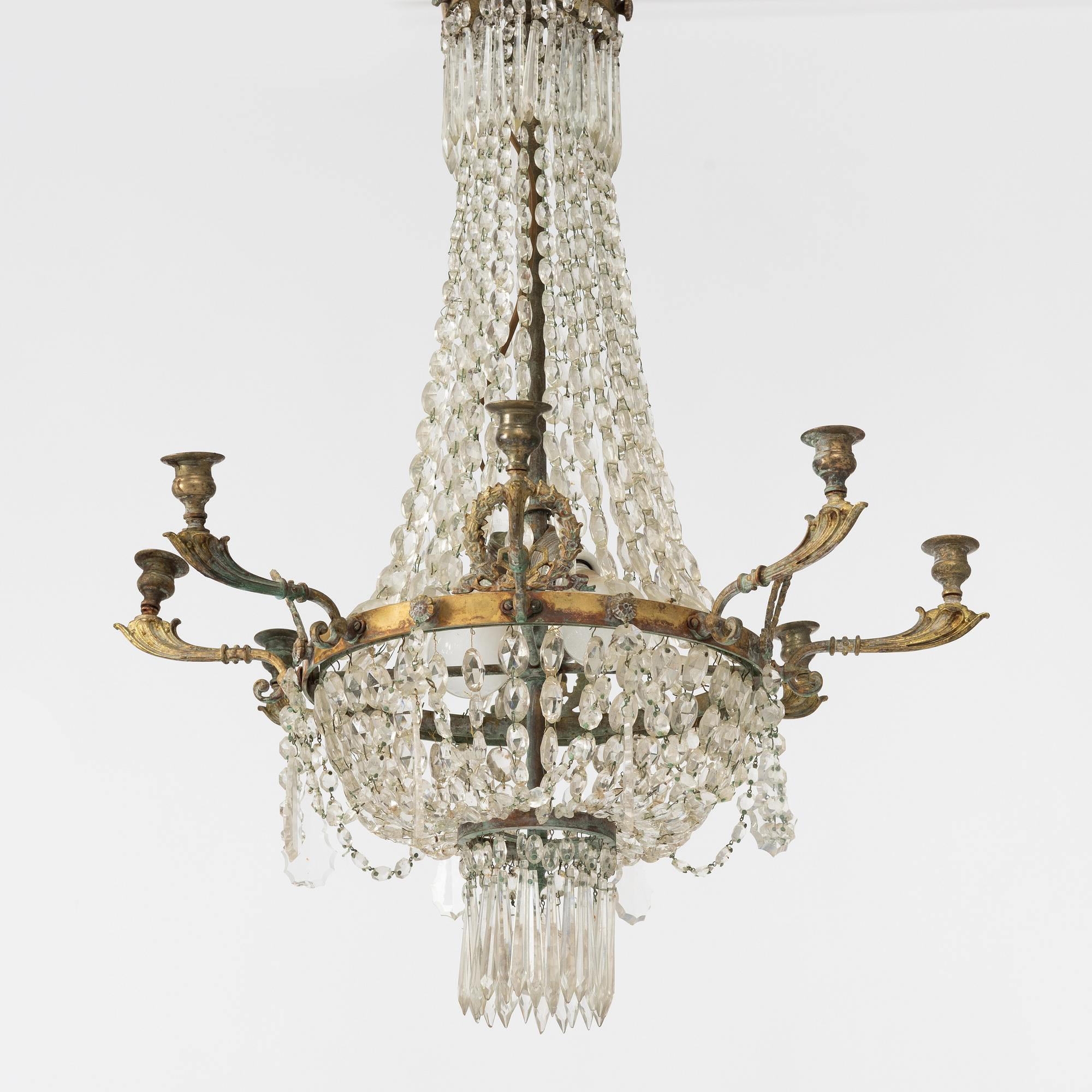 An Empire style chandelier, around 1900.