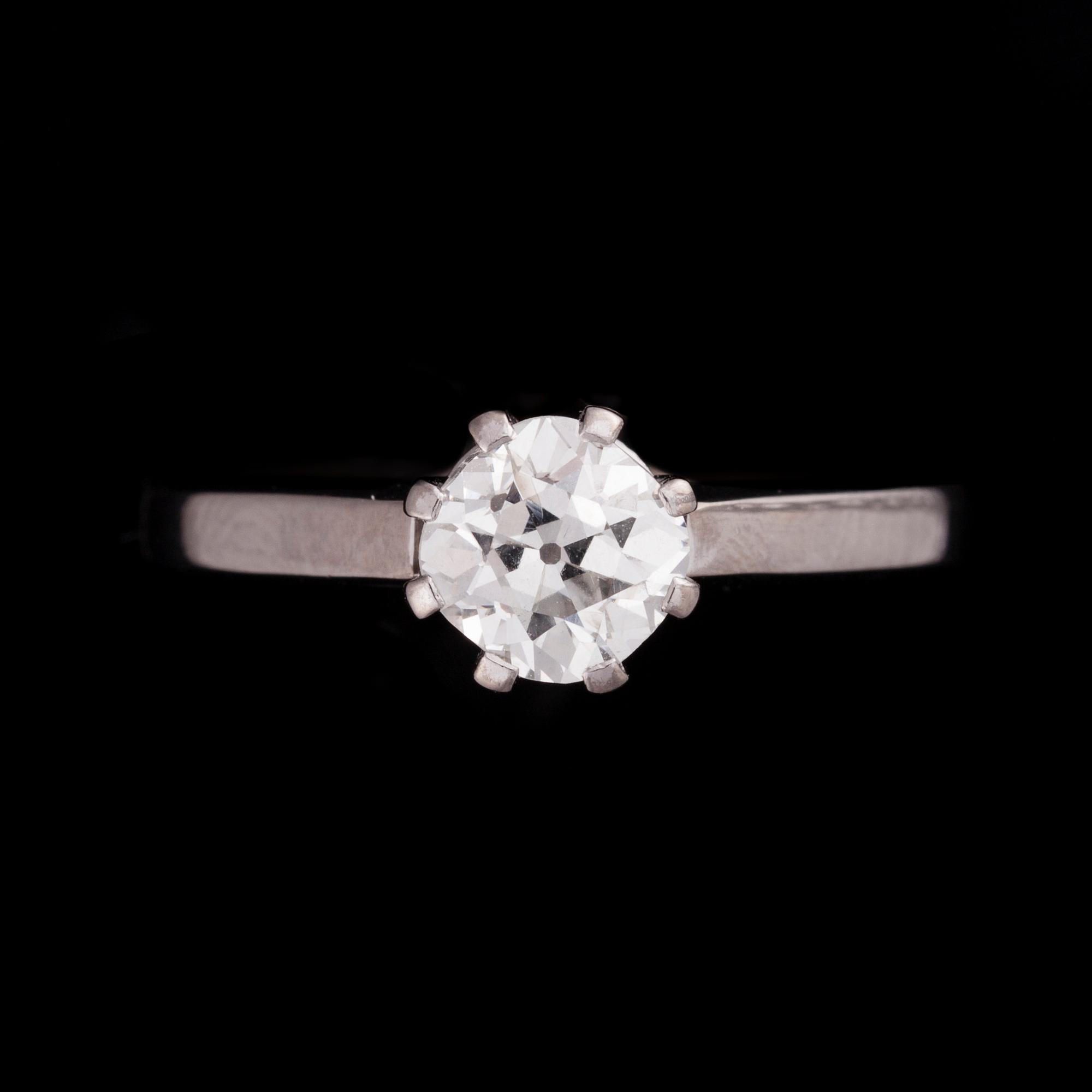RING, 18K vitguld, briljantslipad diamant 1,14 ct, kulett. N. Westerback Helsingfors 1967. Vikt 4,7 g.
