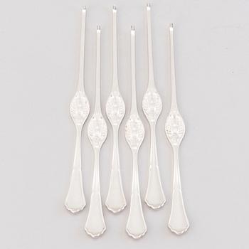 A set of six sterling silver lobster forks, Bremer Silberwarenfabrik, Germany first half of the 20th Century.