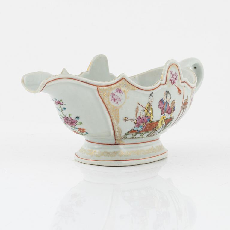 A famille rose sauce boat, Qing dynasty, 18th Century.