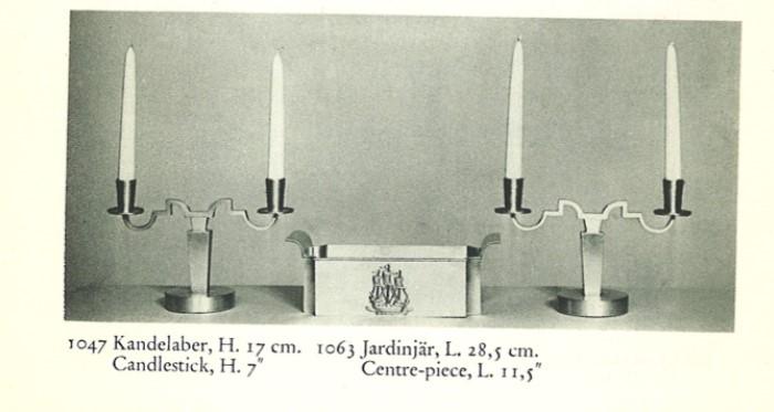 Nils Fougstedt, a pair of pewter candelabra model "A 1047", Firma Svenskt Tenn, Stockholm 1932.