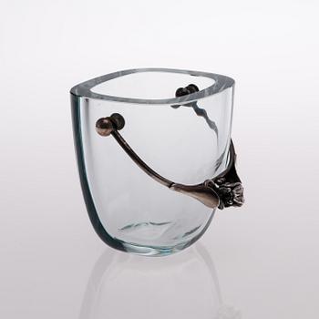 A 1960s DANISH GLASS AND STERLING SILVER ICE BUCKET, marks of DGH, Dansk Guldsmede Håndvark, Copenhagen.