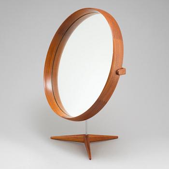 A teak table mirror by Uno and Östen Kristiansson for Luxus, Vittsjö.