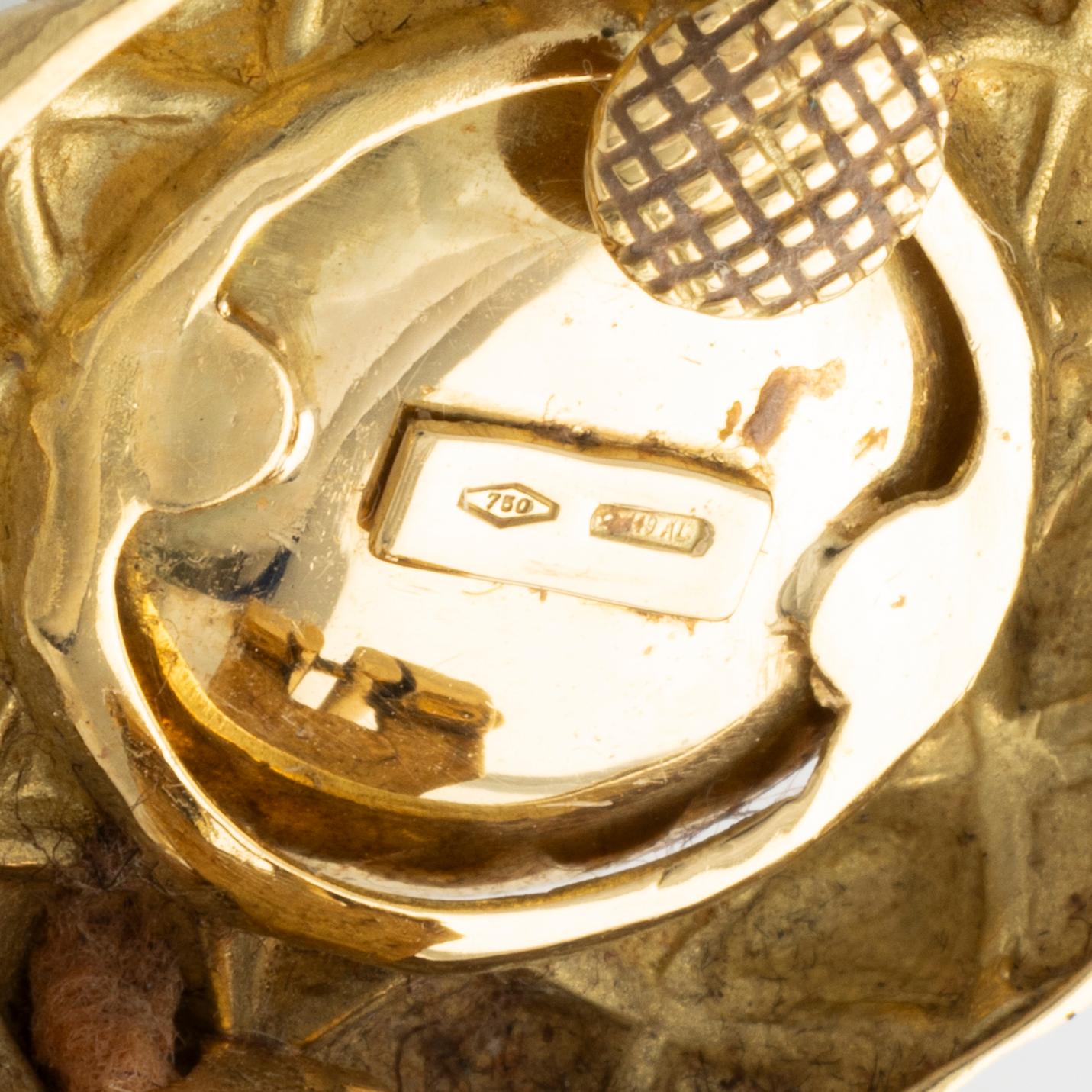Clips, a pair, gold and mabe pearl.