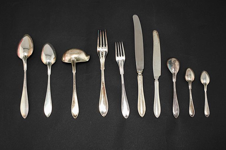 A Swedish silver flatware 92-piece service, maker's mark GAB, Stockholm, 1930/40s.