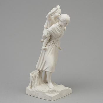 A parian sculpture of a girl with a boy on her shoulder, after desing by Adéle Rudensköld, Gustafsberg, 1960's.