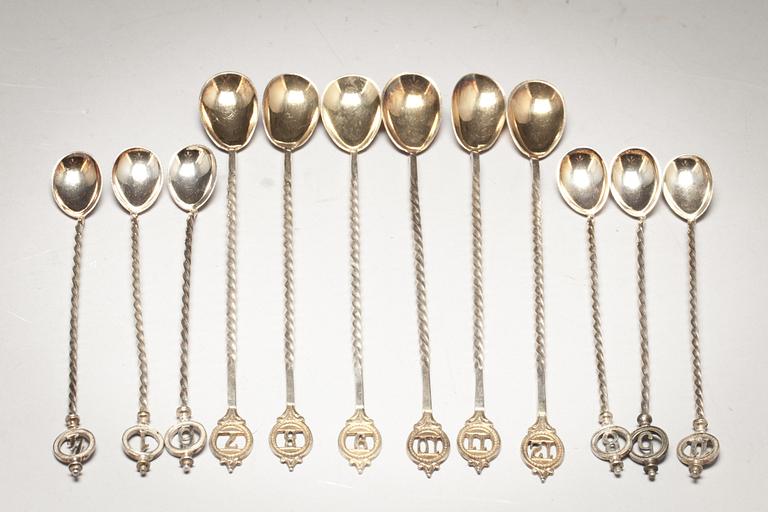 COCKTAILSKEDAR, nysilver, 12 st. 1900-tal.