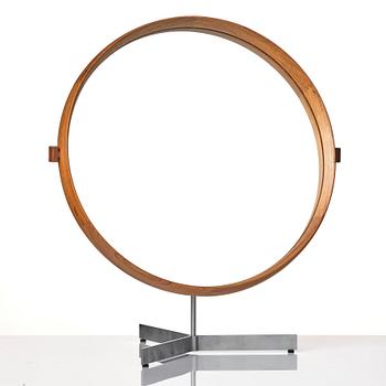 Uno & Östen Kristiansson, a model 406 teak and steel table mirror, Luxus, Vittsjö, Sweden 1960s, with original cardboard package.