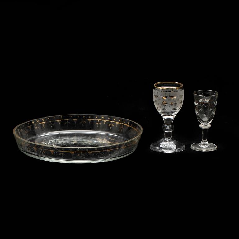 PARTI GLAS, 18 delar, empire, 1800-talets första hälft.