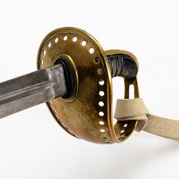 A Swedish 1893 pattern cavalry sabre, with scabbard.