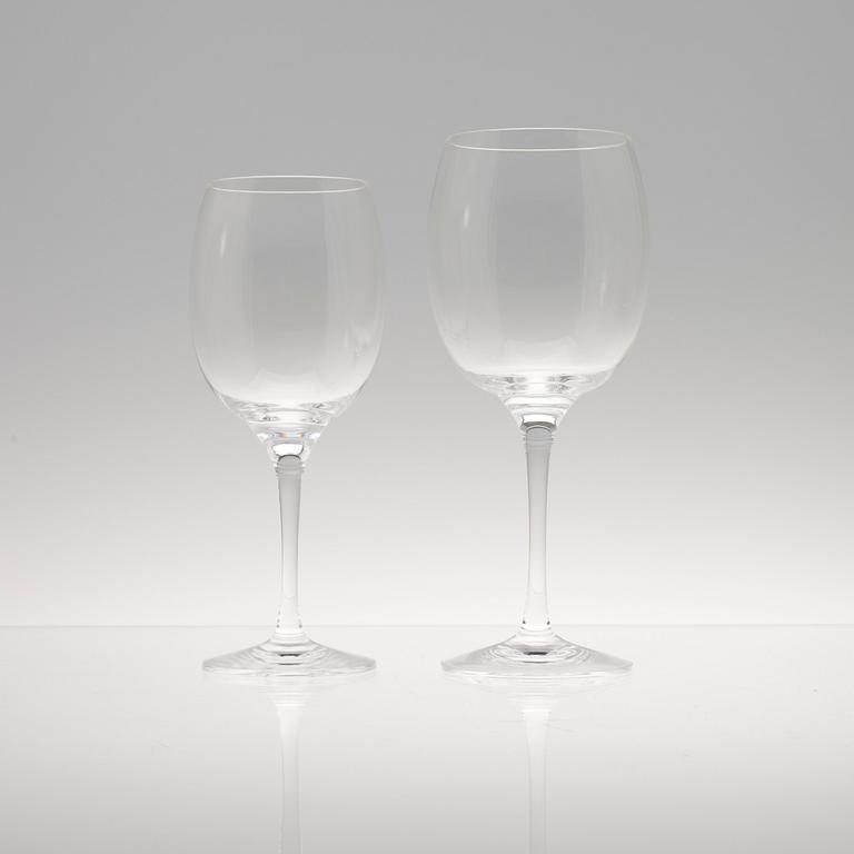 VINGLAS, 14 + 6 delar, klart glas, "Kolibri" Timo Sarpaneva, Iittala. 1980-tal.