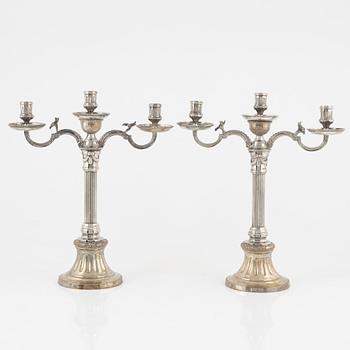 Kandelabrar, ett par, försilvrade, "Väsby" ur IKEAs 1700-talsserie, 1900-talets slut.