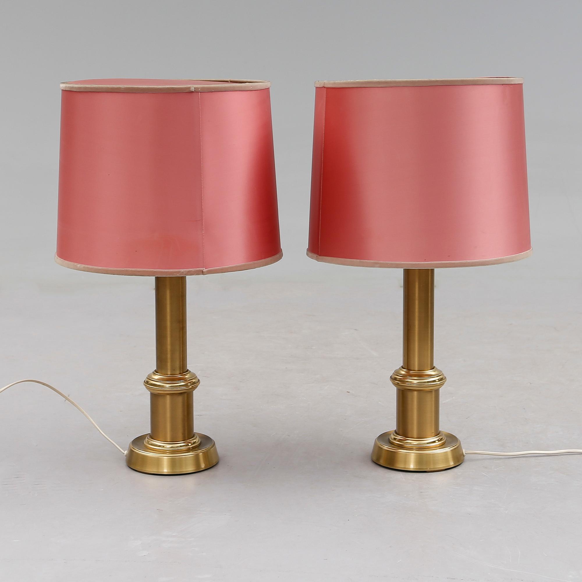 BORDSLAMPOR, 1 par, mässing, EWÅ, Värnamo, 1900-talets andra hälft.