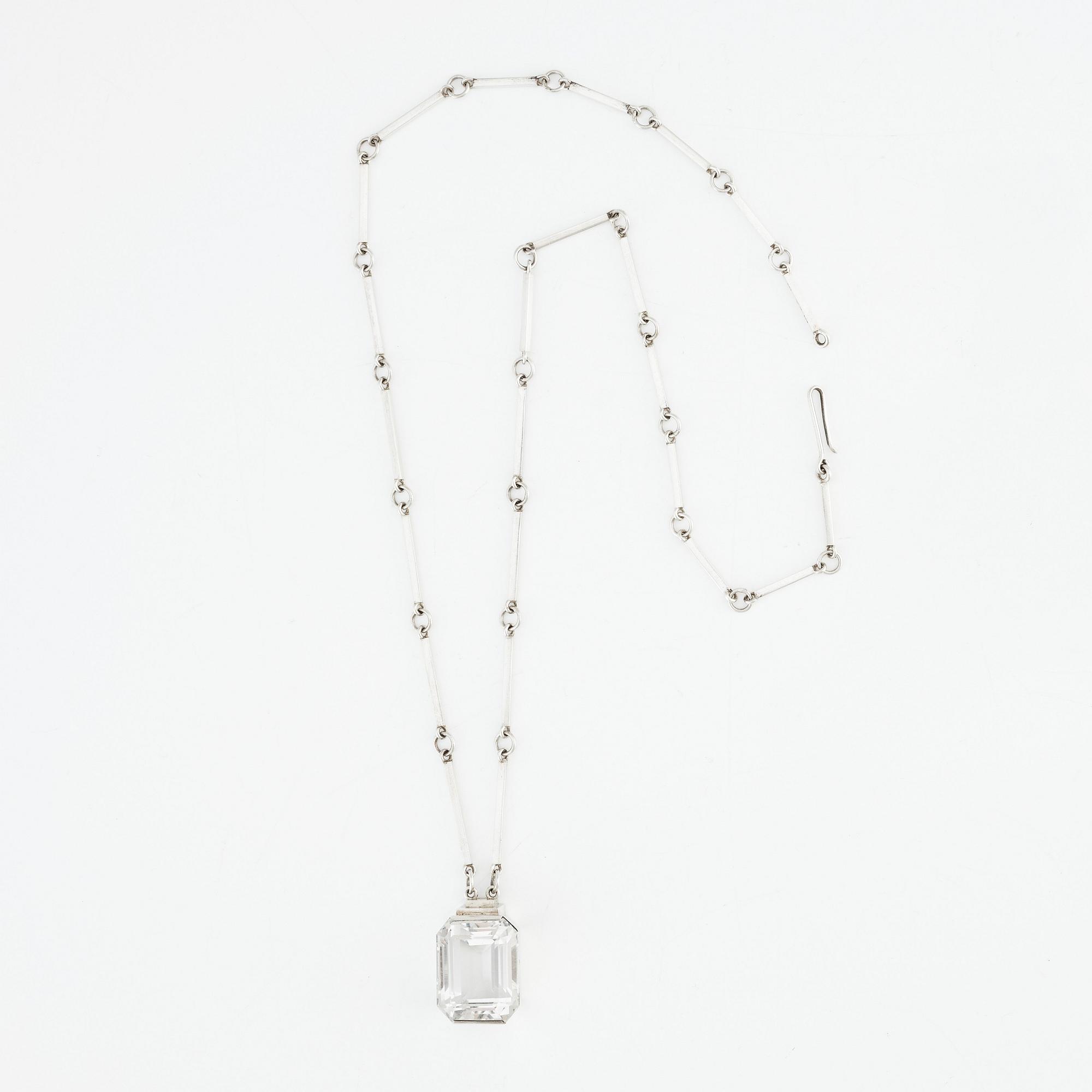 Wiwen Nilsson, a rock crystal and sterling silver necklace and pendant, Lund Sweden 1942.