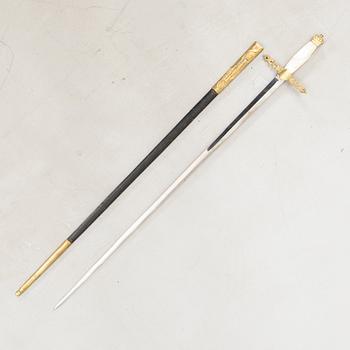 A Swedish smallsword, 19th/20th century, with scabbard.