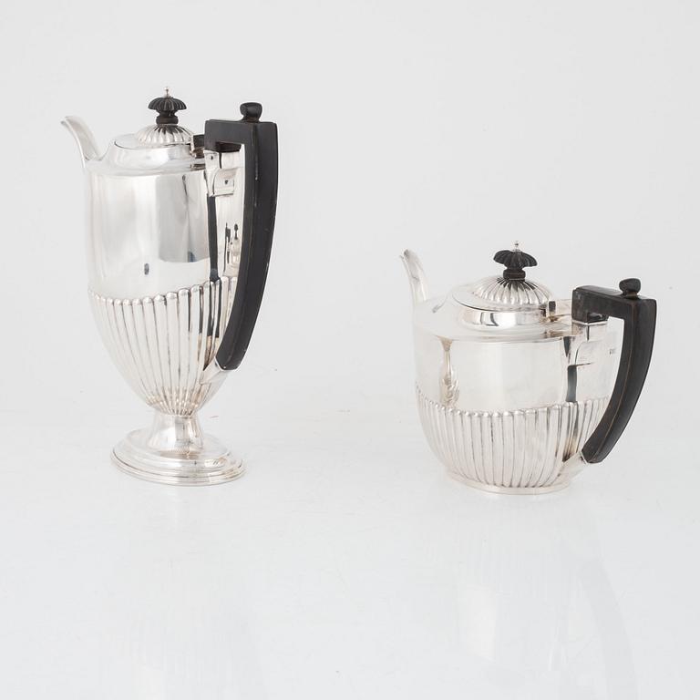 Jenkins & Timm, kaffekanna samt tekanna, silver, Sheffield 1896.