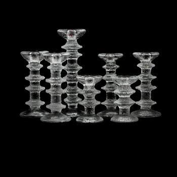 LJUSSTAKAR, 7 st, glas, "Festivo", Timo Sarpaneva, Iittala, 1900-talets andra hälft.