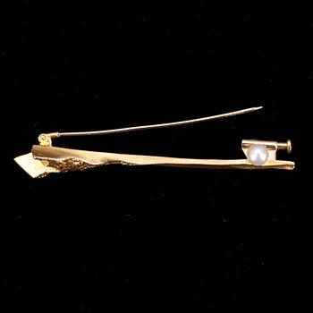BROSCH, guld 14K, pärla, "Hestia", Björn Weckström, Lapponia 2001. Tot. vikt 4,6 g.