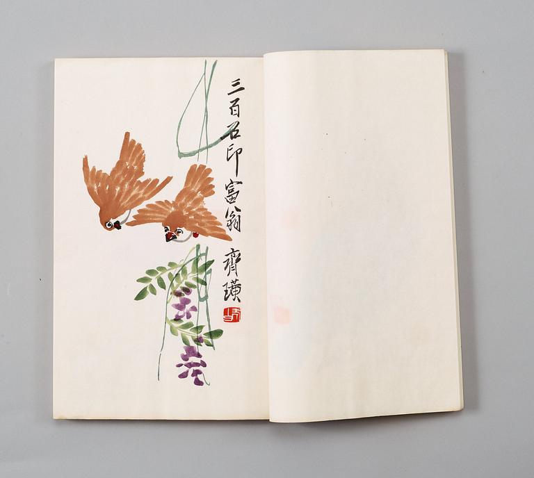 Book, two vol., with 120 woodcuts in colours, after paintings by Qi Baishi among others.