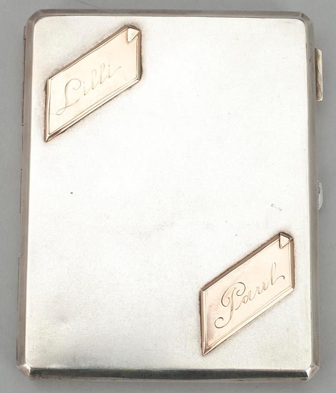 CIGARETTETUI, silver, 1930-tal. Vikt 165 g.