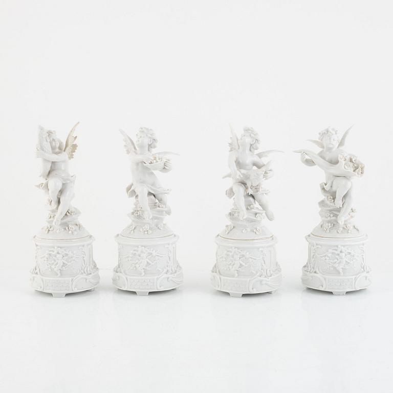 Table decorations, 5 pieces, porcelain, Naples and Naples-like mark, 20th century.
