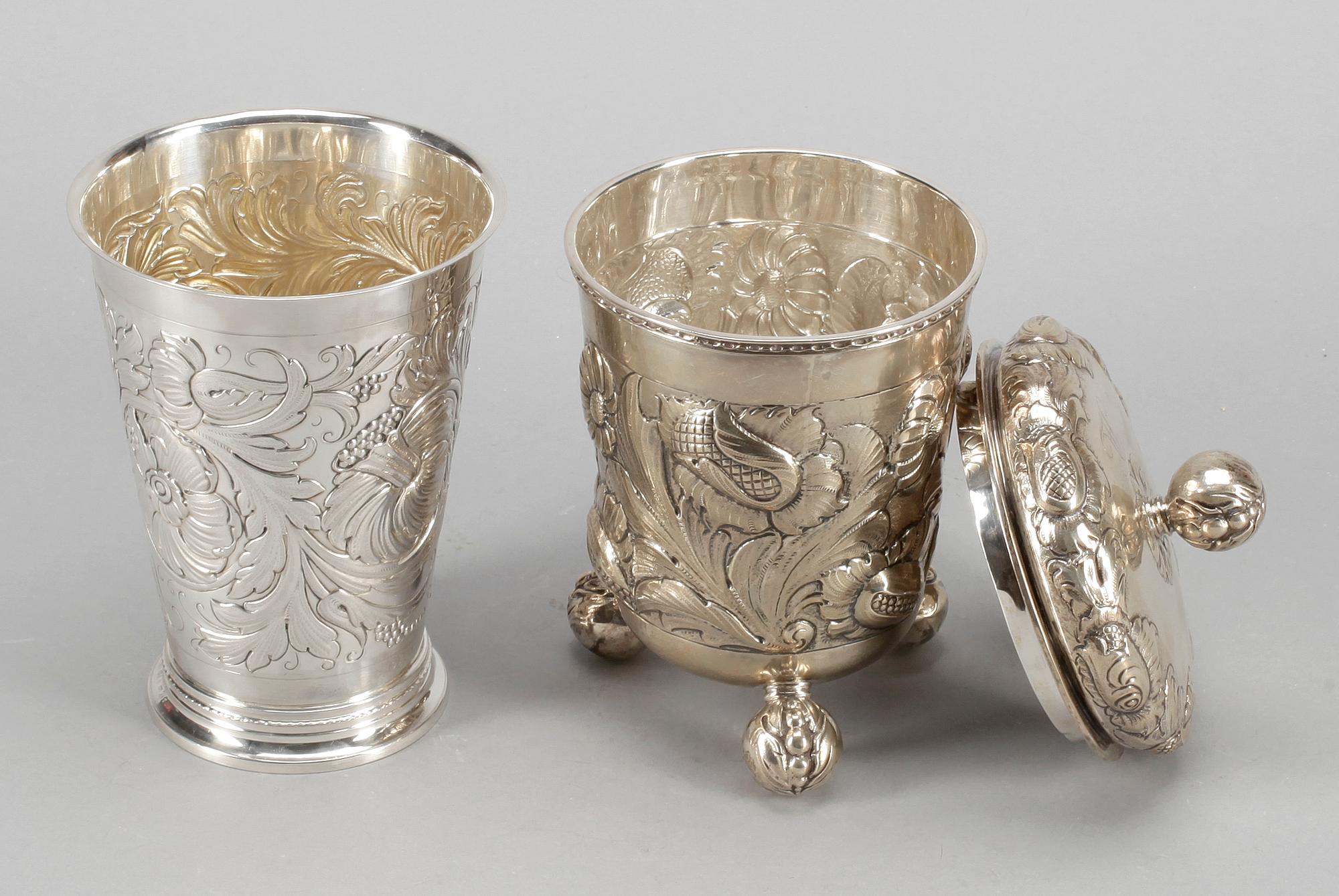 BÄGARE,  2 st, silver, barockstil bla GAB, Stockholm, 1938-39. Totalvikt ca 873 gram.