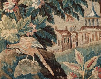 TAPESTRY. 281 x 250,5 cm. Probably Aubusson, France, beginning of the 18th century.