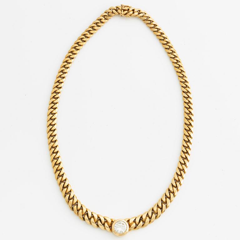 Collier, 18K guld med  briljantslipad diamant.