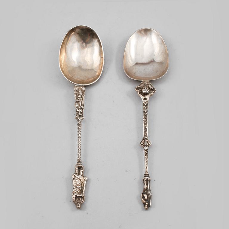 RÅTTSVANSSKEDAR, 2 st, silver, 1800-tal.