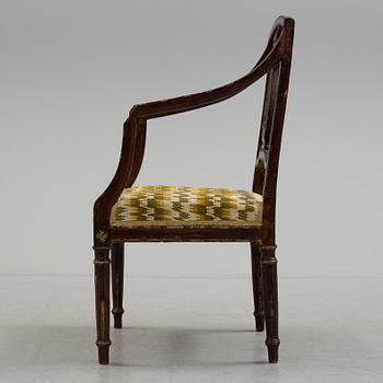 An armchair, probably Italian, 19th c, belonged to Queen Victoria, Solliden, the embroidery by King Gustav V.