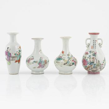 A set of eight Chinese vases, late Qing dynasty/20th Century.