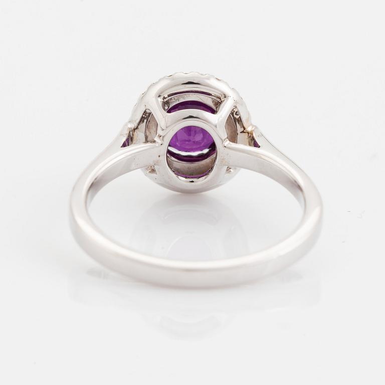 Ring 18K vitguld med en fasettslipad rubin.