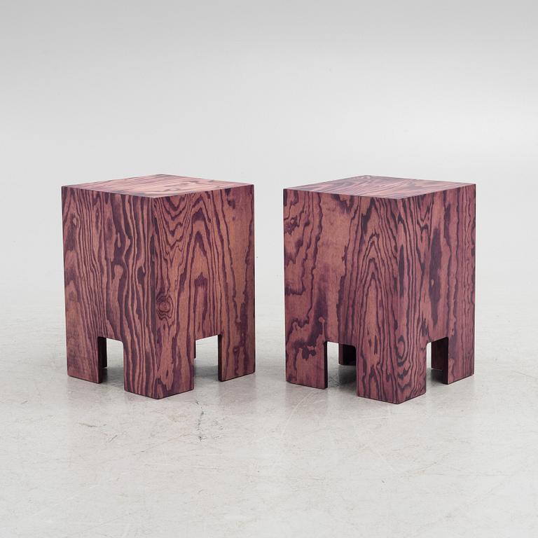 Johan Lindau, side tables, a pair, "Plybord", Blå Station.