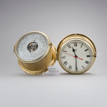 A brometer and clock in brass, Schatz, late 20th century. - Bukowskis