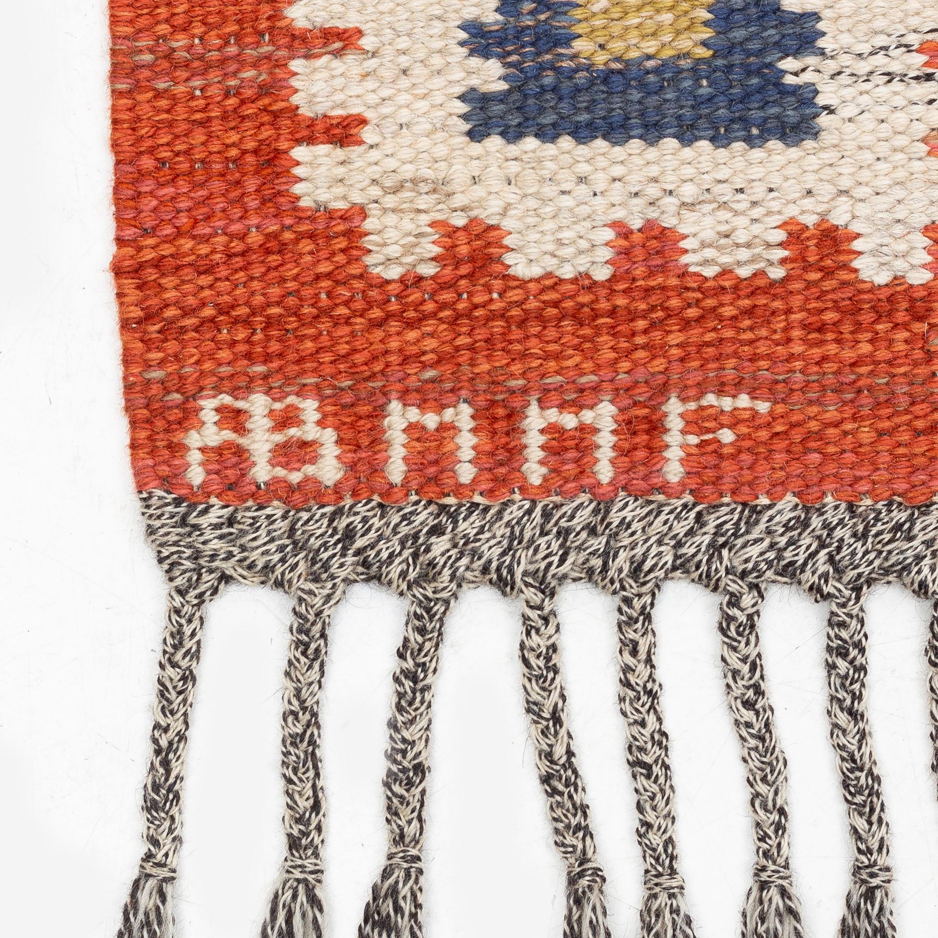 Märta Måås-Fjetterström, a carpet, 'Röd grön äng', flat weave, c. 345 x 251 cm, signed AB MMF.