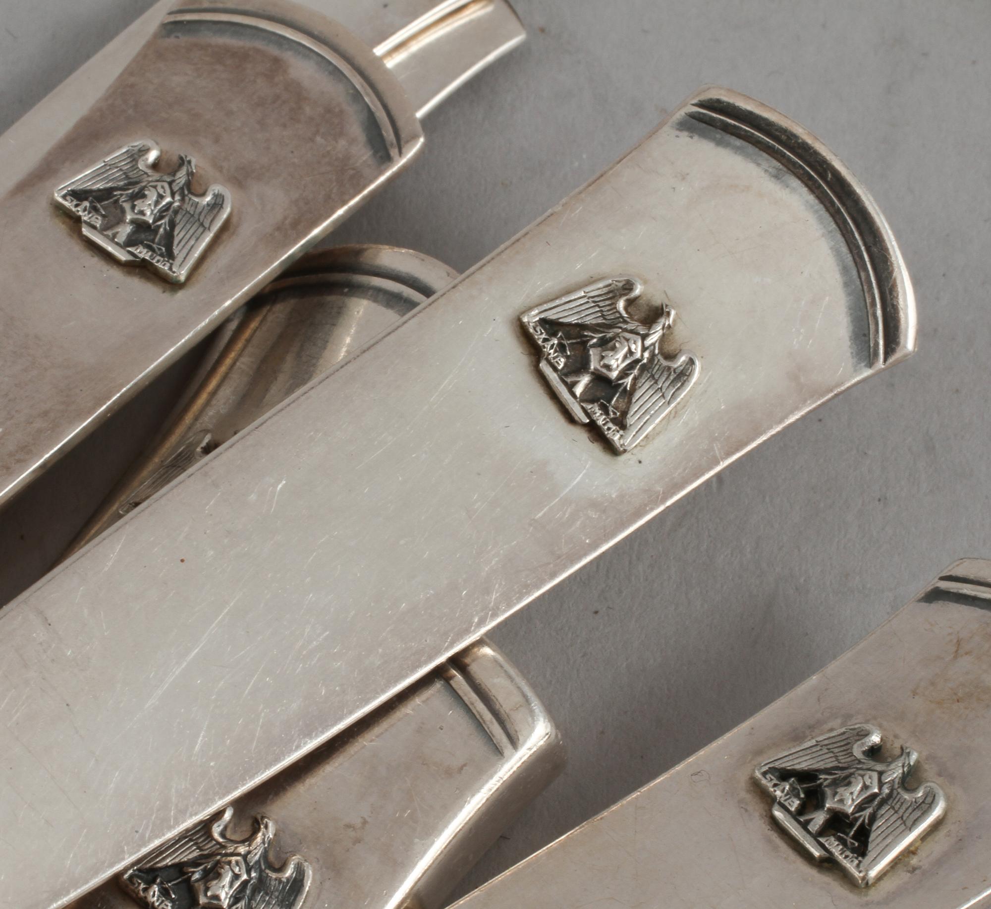 BESTICKSERIVS, 179 delar, silver, "Rosenholm", Jacob Ängman, GAB, Stockholm, 1900-talets andra del, total vikt ca 7595g.