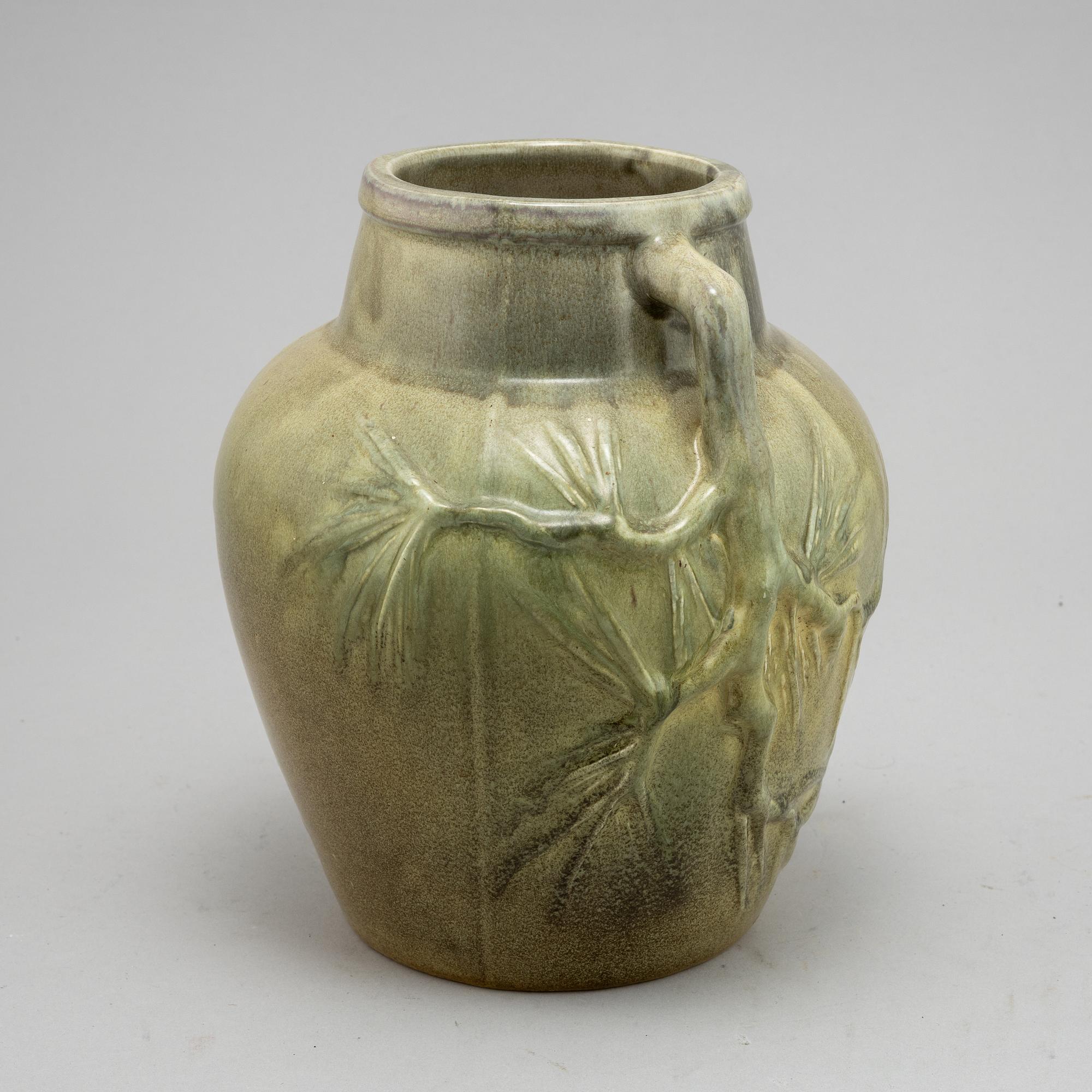 Albin Hamberg, a stoneware Art Nouveau urn, Höganäs, early 20th Century.