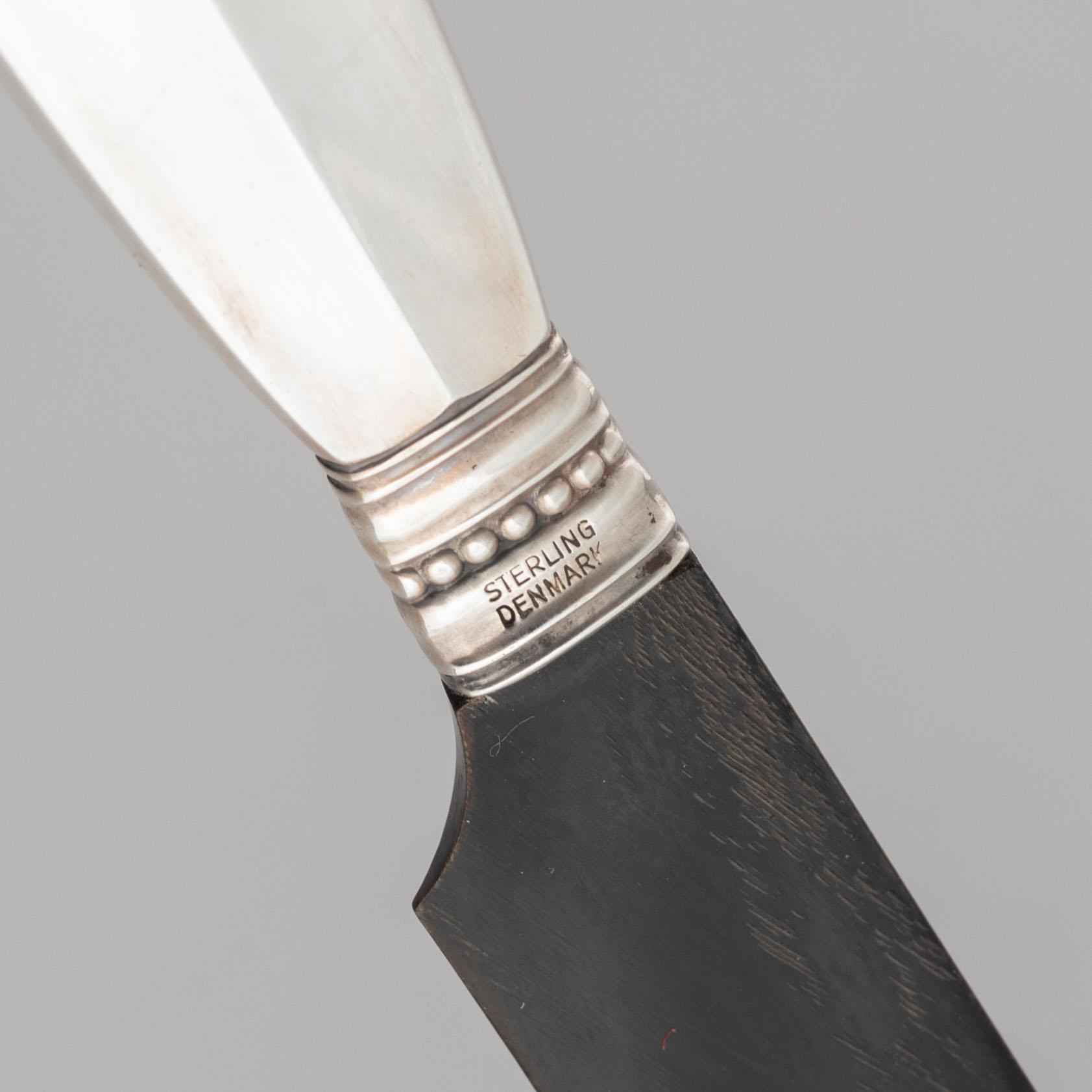 Johan Rohde, cutlery, 3 pieces, silver, model Dronning/Acanthus, Georg Jensen, Denmark.