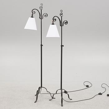 Harald Notini, a pair of wrought iron floor lamps, model '15101', Arvid Böhlmarks Lampfabrik, 1930's.
