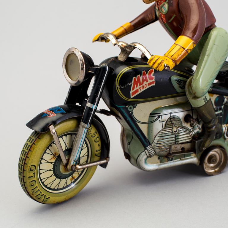 A tinplate Arnold Mac 700 motorcycle, Germany, 1950s.