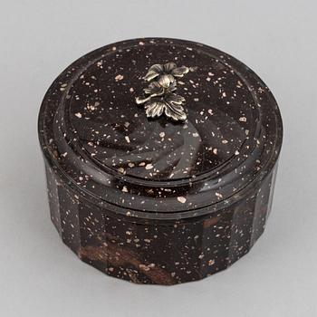 A Swedish Empire 19th century porphyry butter box.